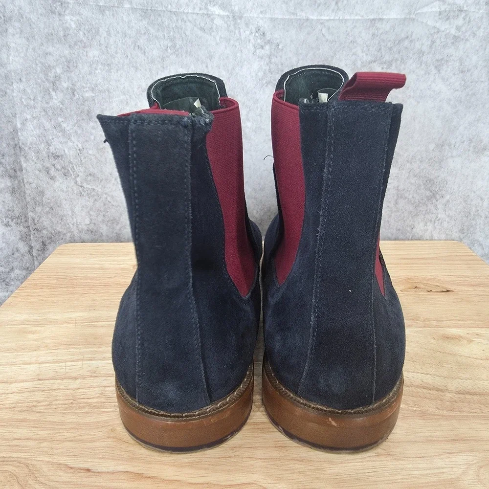 Todd Welsh Chelsea Boots Mens 14 Suede‎ Navy Blue Red Elastic Ankle Pull On